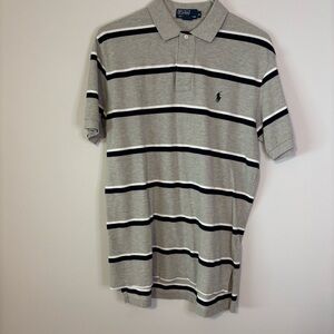 Ralph Lauren Gray and Black Striped Polo Shirt